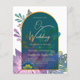 Flyer LeahG Green Purple Gold JEWEL TONES Wedding INVITE