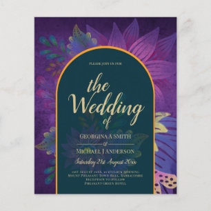 Flyer LeahG Green Purple Gold JEWEL TONES Wedding INVITE