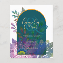 Flyer LeahG Green Purple Gold JEWEL TONES Wedding INVITE