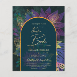 Flyer LeahG Green Purple Gold JEWEL TONES Wedding INVITE