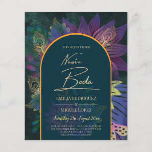Flyer LeahG Green Purple Gold JEWEL TONES Wedding INVITE