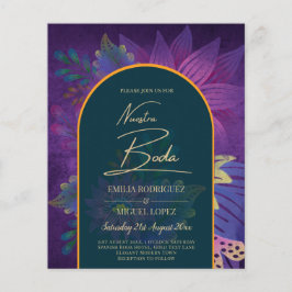 Flyer LeahG Green Purple Gold JEWEL TONES Wedding INVITE