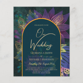 Flyer LeahG Green Purple Gold JEWEL TONES Wedding INVITE