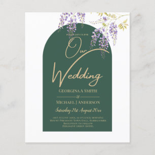Flyer LeahG Green Purple Gold WISTERIA Wedding INVITE