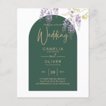 LeahG Green Purple Gold WISTERIA Wedding INVITE