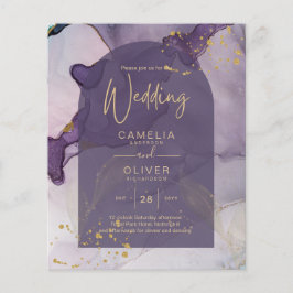 Flyer LeahG Ink Ombre Lila Púrpura Boda Dorada