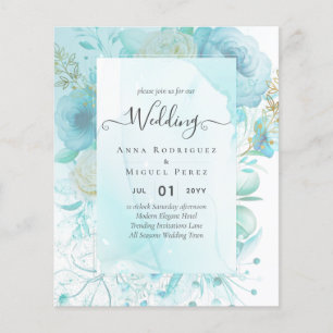 Flyer LeahG INK Sea Glass Turquesa Aqua Abstract INVITAC
