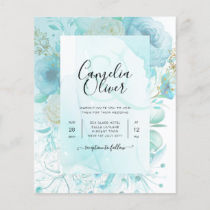 Flyer LeahG INK Sea Glass Turquoise Aqua Resumen INVITE