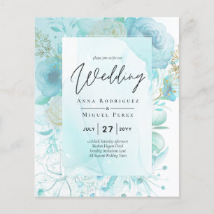 Flyer LeahG INK Sea Glass Turquoise Aqua Resumen INVITE