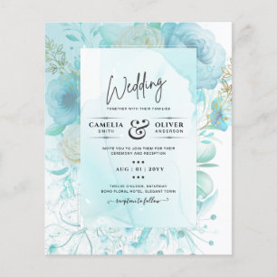Flyer LeahG INK Sea Glass Turquoise Aqua Resumen INVITE