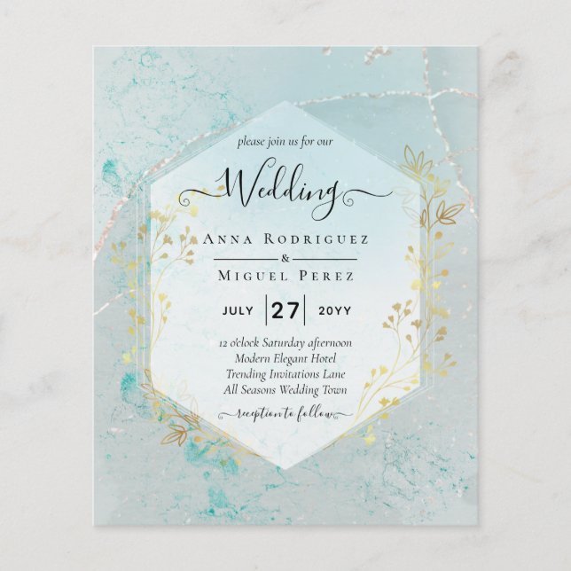 Flyer LeahG INK Sea Glass Turquoise Gold Aqua INVITE (Frente)