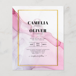 Flyer LeahG INVITACIÓN de boda abstracta con tinta rosa 