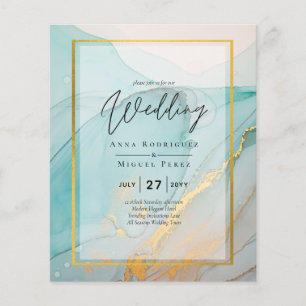 Flyer LeahG INVITACIÓN de boda con tinta azul verdoso de