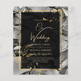 Flyer LeahG® Invitación de boda con tinta de alcohol Bla