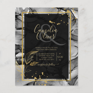 Flyer LeahG® Invitación de boda con tinta de alcohol Bla