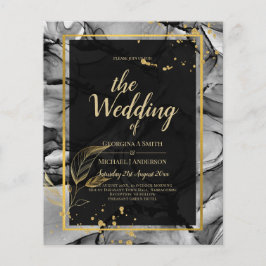 Flyer LeahG® Invitación de boda con tinta de alcohol Bla