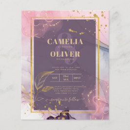 Flyer LeahG® Lavanda TINTA Malva Púrpura Dorado Boda
