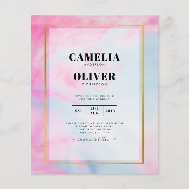 Flyer LeahG Pink Aqua Blue Gold INVITE (Frente)
