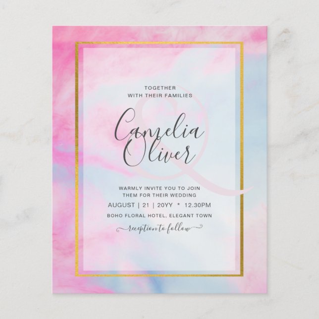 Flyer LeahG Pink Aqua Blue Gold INVITE (Frente)
