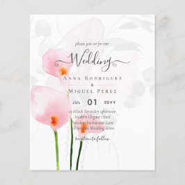 Flyer LeahG Pink Calla Lily Floral Wedding Invite allin1