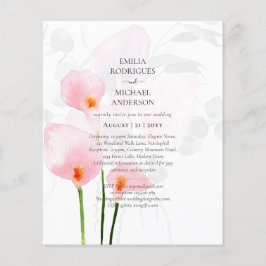 Flyer LeahG Pink Calla Lily Floral Wedding Invite allin1