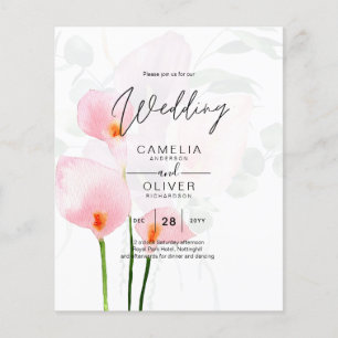 Flyer LeahG Pink Calla Lily Floral Wedding Invite allin1