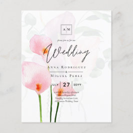 Flyer LeahG Pink Calla Lily Floral Wedding Invite allin1