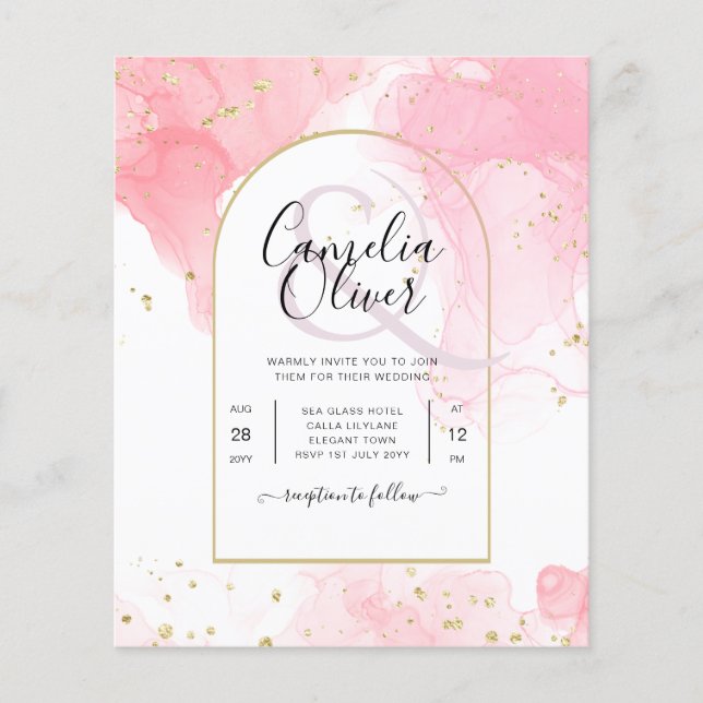 Flyer LeahG PINK GOLD INK Resumen de boda (Frente)