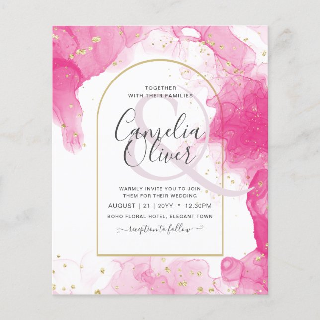 Flyer LeahG PINK GOLD INK Resumen de boda (Frente)