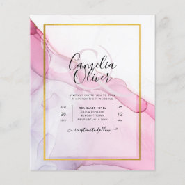 Flyer LeahG PINK Púrpura Tinta Resumen Boda INVITE