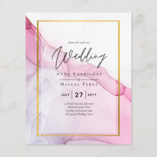 Flyer LeahG PINK Púrpura Tinta Resumen Boda INVITE