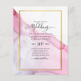 Flyer LeahG PINK Púrpura Tinta Resumen Boda INVITE