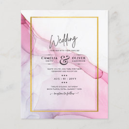 Flyer LeahG PINK Púrpura Tinta Resumen Boda INVITE