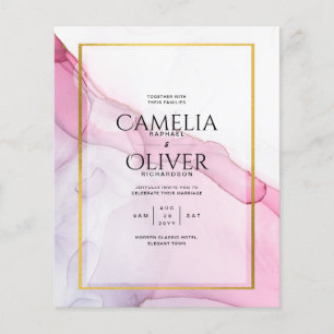 Flyer LeahG PINK Púrpura Tinta Resumen Boda INVITE
