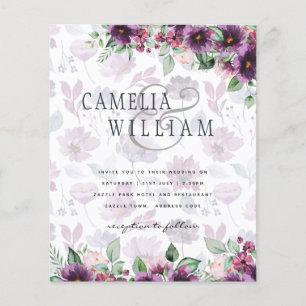 Flyer LeahG Plum Morado Floral Boda Otoño Invierno