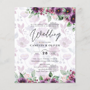 Flyer LeahG Plum Purple Berry Boda Floral Caer Invierno