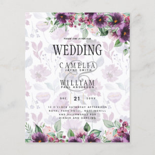 Flyer LeahG Plum Purple Berry Boda Floral Caer Invierno