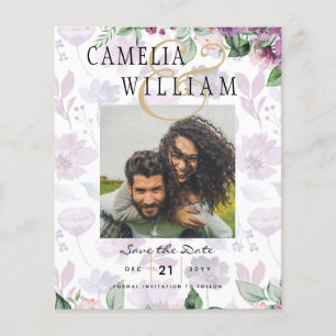 Flyer LeahG Plum Purple Berry Boda Floral Caer Invierno