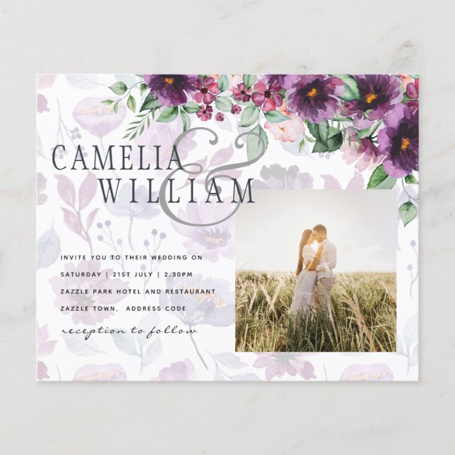 Flyer LeahG Plum Purple Berry Boda Floral Caer Invierno (Frente)
