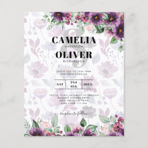 Flyer LeahG Plum Purple Berry Boda Floral Caer Invierno