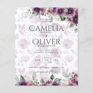 Flyer LeahG Plum Purple Berry Boda Floral Caer Invierno