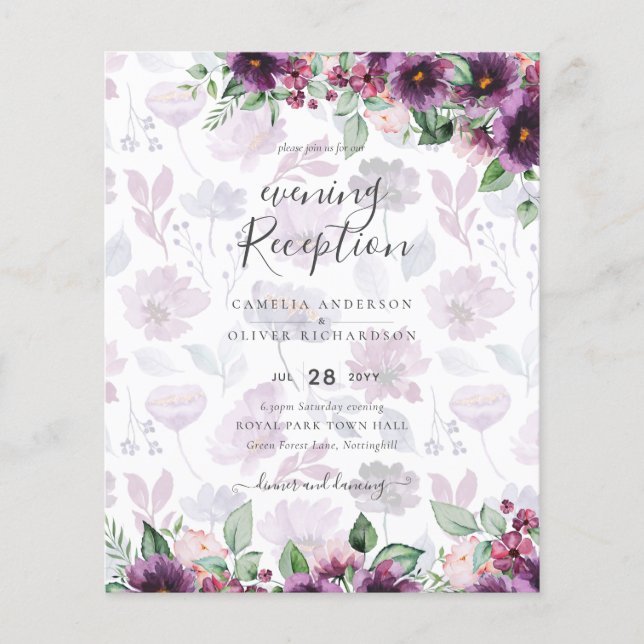 Flyer LeahG Plum Purple Berry Boda Floral Caer Invierno (Frente)