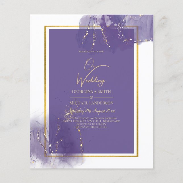 Flyer LeahG PURPLE GOLD Boda Lavender ALCOHOL INK (Frente)