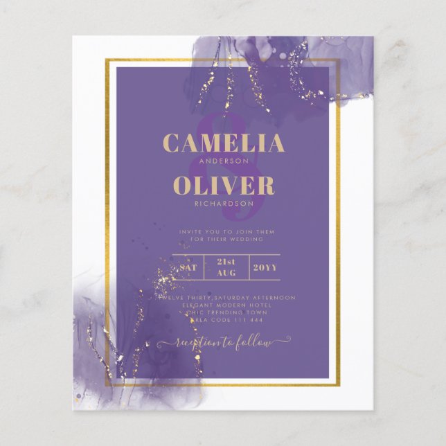 Flyer LeahG PURPLE GOLD Boda Lavender ALCOHOL INK (Frente)