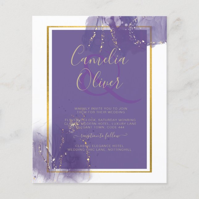 Flyer LeahG PURPLE GOLD Boda Lavender ALCOHOL INK (Frente)