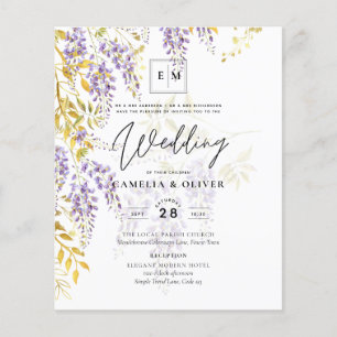 Flyer LeahG Purple Gold WISTERIA Floral Wedding INVITE
