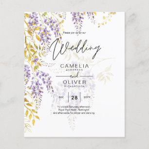 Flyer LeahG Purple Gold WISTERIA Floral Wedding INVITE