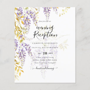 Flyer LeahG Purple Gold WISTERIA Floral Wedding INVITE