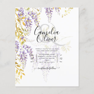 Flyer LeahG Purple Gold WISTERIA Floral Wedding INVITE