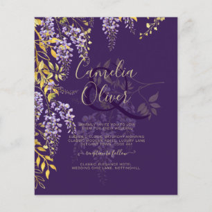 Flyer LeahG Purple Gold WISTERIA Floral Wedding INVITE